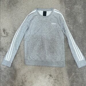 Adidas Heather Gray Crewneck with White Accents